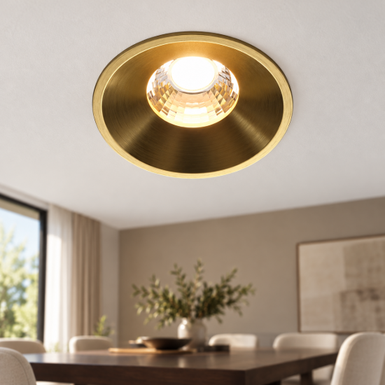 Round maytoni faretto da incasso led 3000k per soggiorno ottone