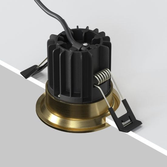 Round maytoni faretto da incasso led 3000k per soggiorno ottone