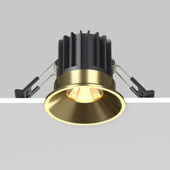 Round maytoni faretto da incasso led 3000k per soggiorno ottone