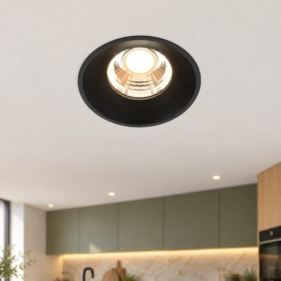 Maytoni round faretto da incasso per cucina moderno nero  led 7w 3000k