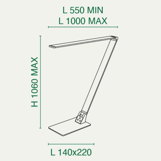 Fabas wasp lampada per ufficio nero da scrivania led 12w cct 3000k 4000k 5000k