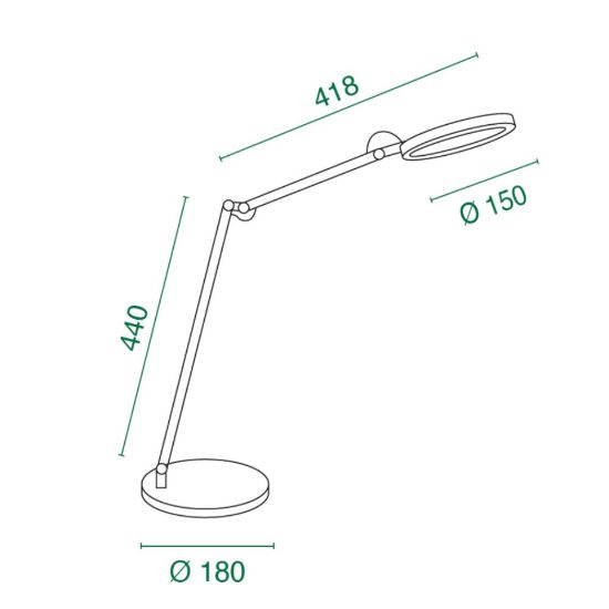 Fabas lampada da scrivania ufficio nera orientabile led 9w cct 3000k 4000k 5000k 6000k