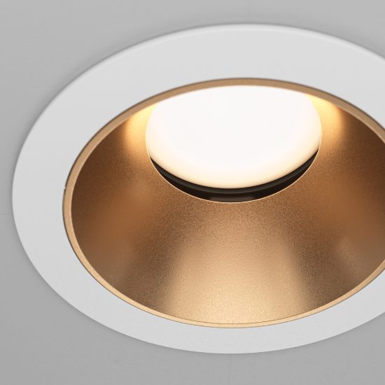 Maytoni share faretto da incasso gu10 bianco e oro opaco