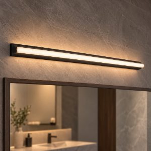 Applique per specchio da bagno moderna lineare nero led 26w 3000k 82cm