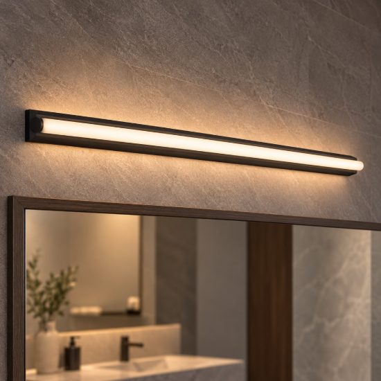 Applique per specchio da bagno moderna lineare nero led 26w 3000k 82cm