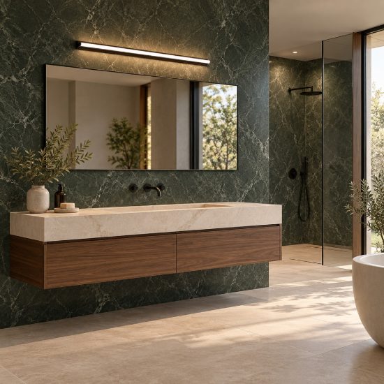 Applique per specchio da bagno moderna lineare nero led 26w 3000k 82cm