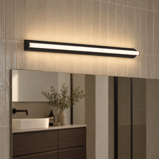 Applique per bagno moderna lineare nero led 17w cct 3000k 4000k 63cm
