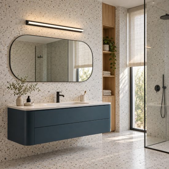 Applique per bagno moderna lineare nero led 17w cct 3000k 4000k 63cm