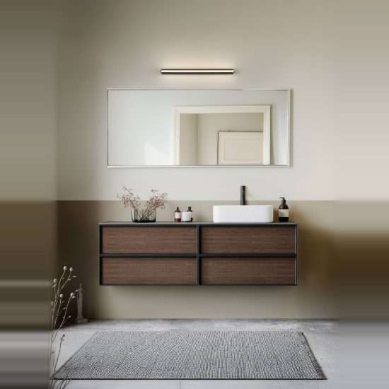 Applique per bagno moderna lineare nero led 17w cct 3000k 4000k 63cm