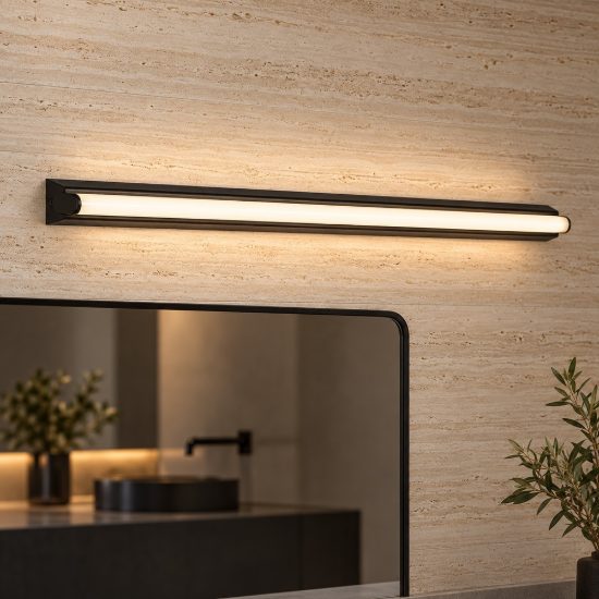 Applique per bagno moderna lineare nero led 27w cct 3000k 4000k 85cm