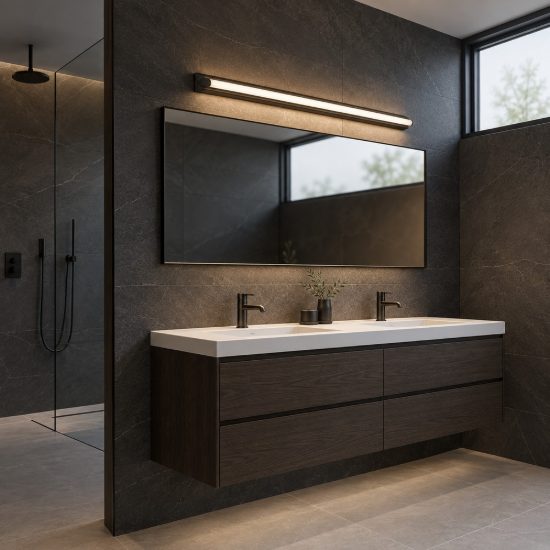 Applique per bagno moderna lineare nero led 27w cct 3000k 4000k 85cm
