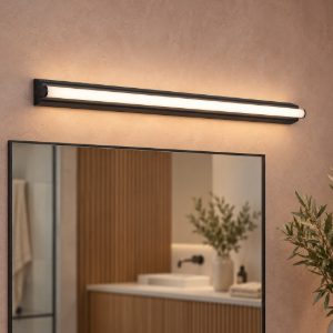 Applique per specchio da bagno moderna lineare nero led 19w 3000k 4000k 60cm