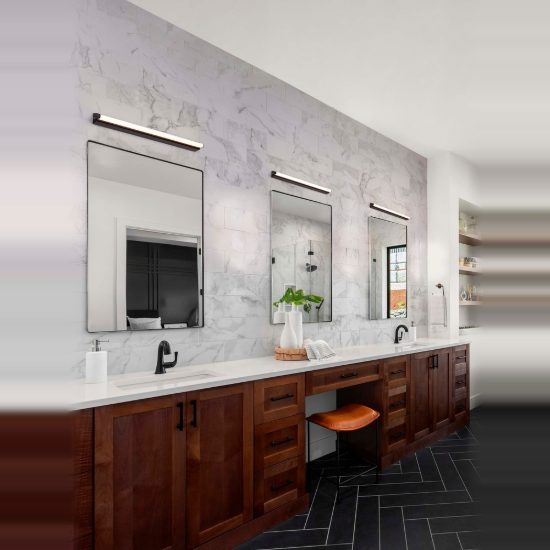 Applique per specchio da bagno moderna lineare nero led 19w 3000k 4000k 60cm