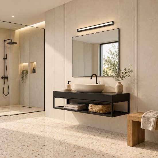 Applique per specchio da bagno moderna lineare nero led 19w 3000k 4000k 60cm