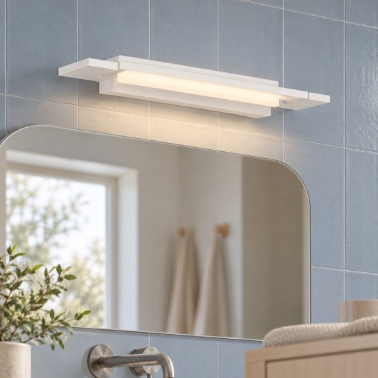 Applique led 10w cct 3000k 4000k 36cm per bagno moderna lineare bianca