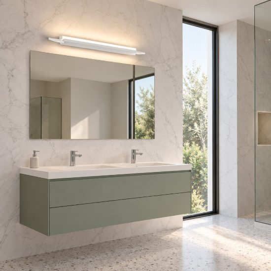 Applique led 18w cct 3000k 4000k 56cm per bagno moderna lineare bianco