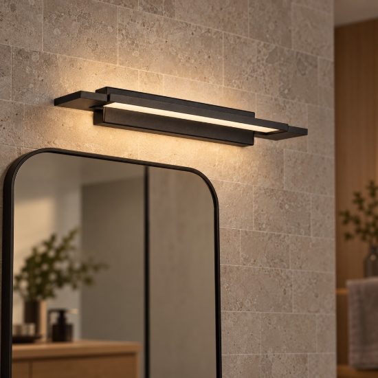 Applique per bagno moderna lineare nera led 10w cct 3000k 4000k 36cm