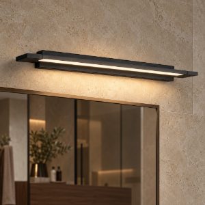 Applique per specchio da bagno moderna lineare nera led 18w cct 3000k 4000k 56cm