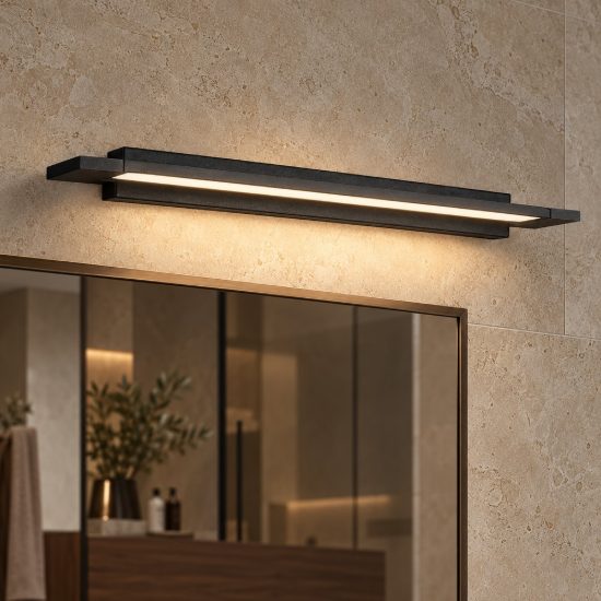 Applique per specchio da bagno moderna lineare nera led 18w cct 3000k 4000k 56cm
