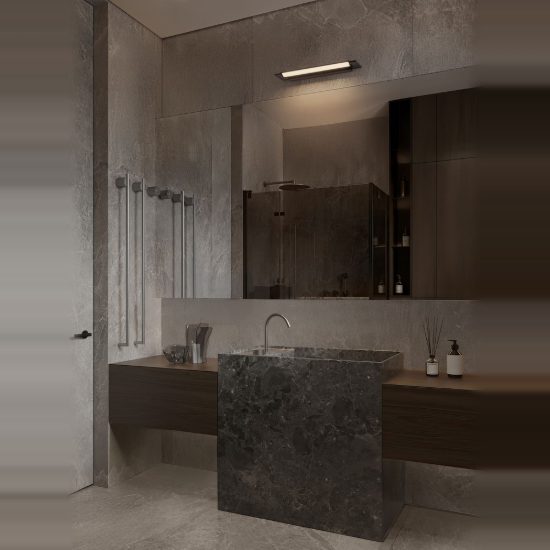 Applique per specchio da bagno moderna lineare nera led 18w cct 3000k 4000k 56cm