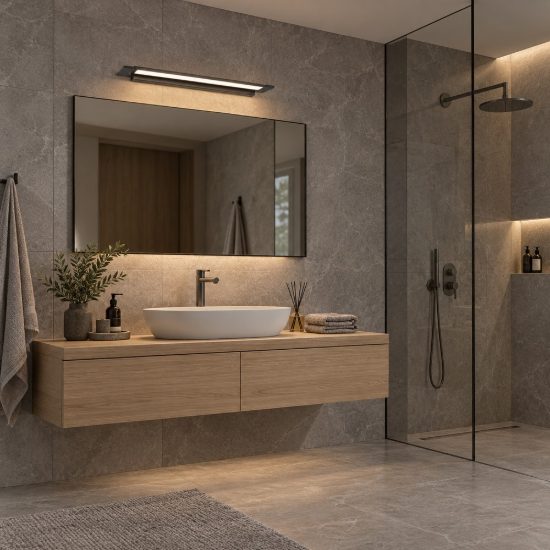 Applique per specchio da bagno moderna lineare nera led 18w cct 3000k 4000k 56cm