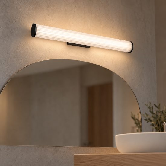 Applique per bagno moderna lineare nera led 14w cct 3000k 4000k 60cm