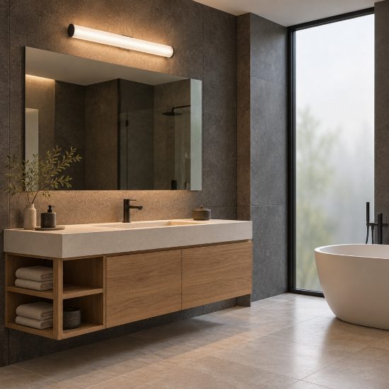 Applique per bagno moderna lineare nera led 14w cct 3000k 4000k 60cm