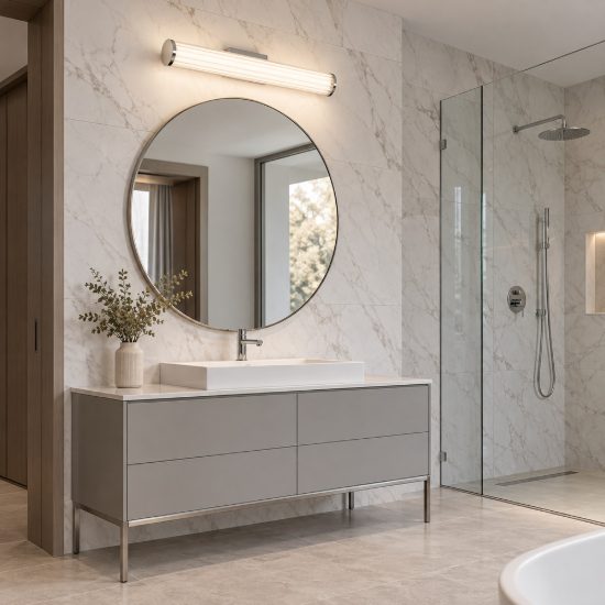 Applique per bagno moderna lineare cromo led 14w cct 3000k 4000k 60cm