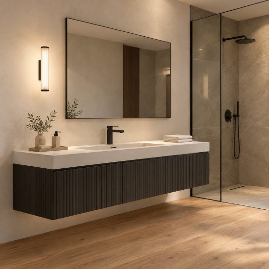 Applique per bagno moderna lineare nero led 7w cct 3000k 4000k