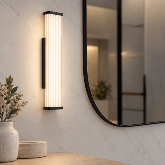 Applique per specchio da bagno moderna lineare nera led 7w cct 3000k 4000k 7cm