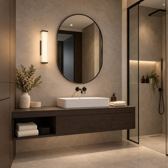 Applique per specchio da bagno moderna lineare nera led 7w cct 3000k 4000k 7cm
