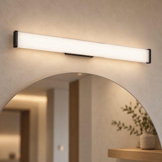 Applique per bagno moderna lineare nera led 17w cct 3000k 4000k 60cm