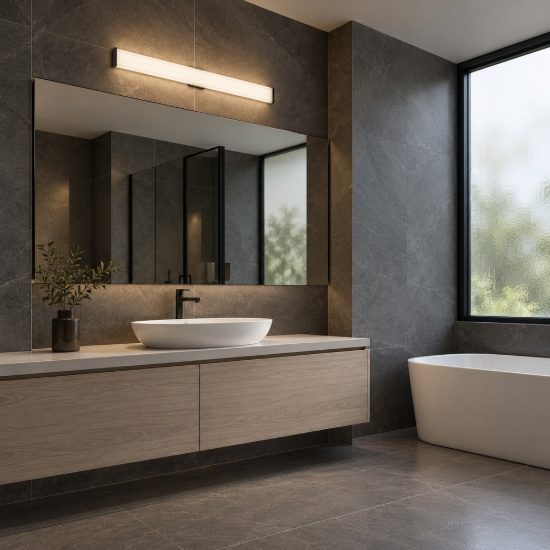 Applique per bagno moderna lineare nera led 17w cct 3000k 4000k 60cm