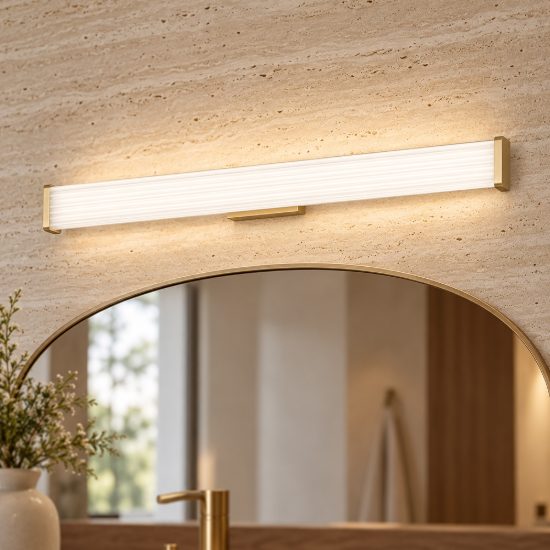 Applique per specchio da bagno moderna lineare oro led 17w cct 3000k 4000k 60cm
