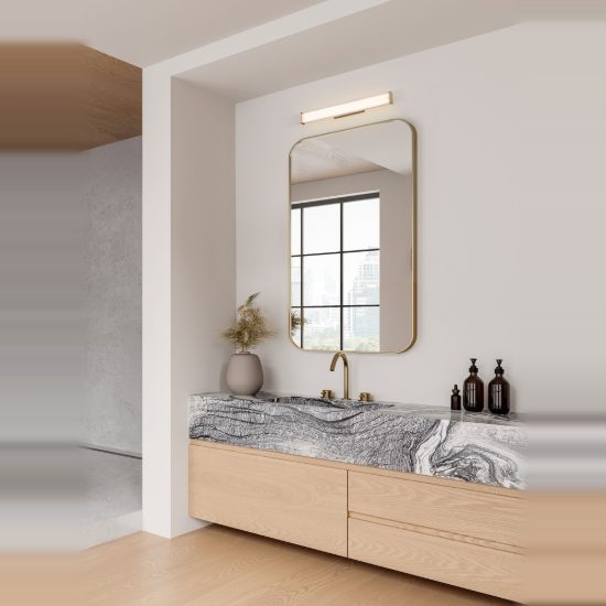 Applique per specchio da bagno moderna lineare oro led 17w cct 3000k 4000k 60cm