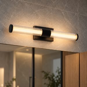 Applique per bagno moderna lineare nero vetro led 10w 3000k 43cm