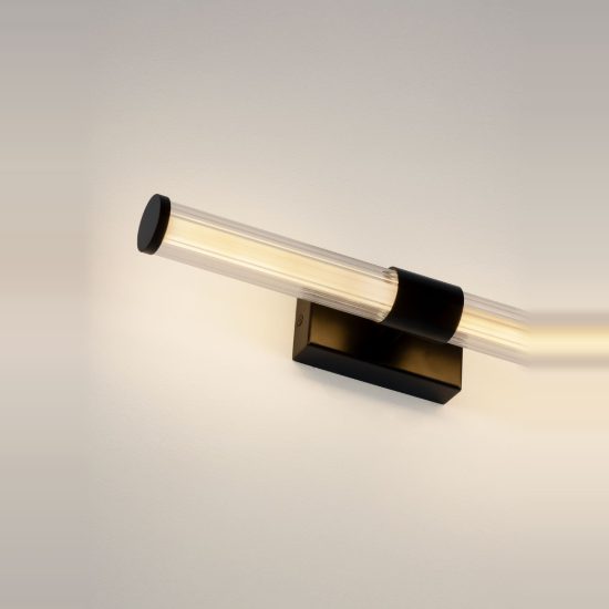 Applique per bagno moderna lineare nero vetro led 10w 3000k 43cm