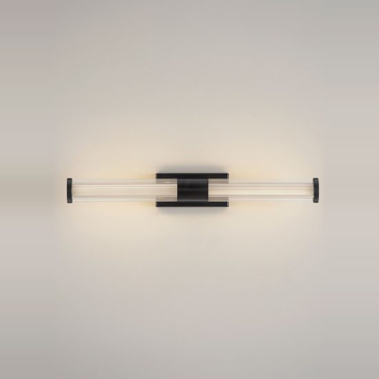 Applique per bagno moderna lineare nero vetro led 10w 3000k 43cm