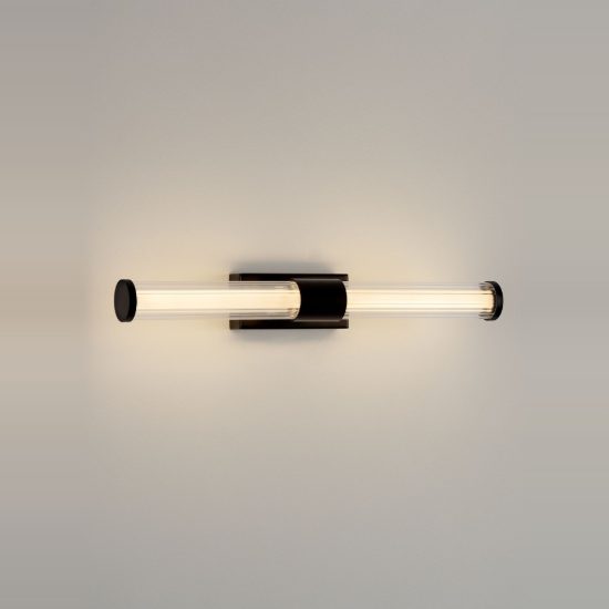 Applique per bagno moderna lineare nero vetro led 10w 3000k 43cm