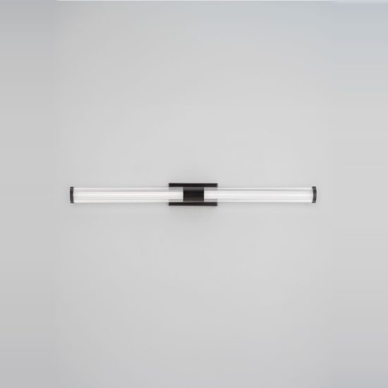 Applique per specchio bagno moderna lineare nero vetro led 12w 3000k 63cm
