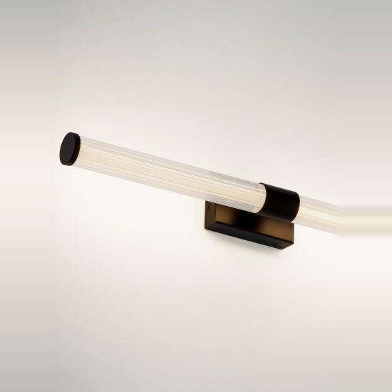 Applique per specchio bagno moderna lineare nero vetro led 12w 3000k 63cm