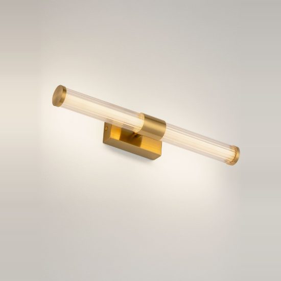 Applique led 10w 3000k 43cm per bagno moderna lineare oro ottone vetro