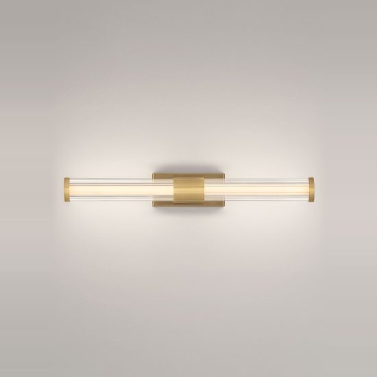 Applique led 10w 3000k 43cm per bagno moderna lineare oro ottone vetro