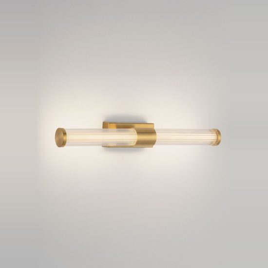 Applique led 10w 3000k 43cm per bagno moderna lineare oro ottone vetro