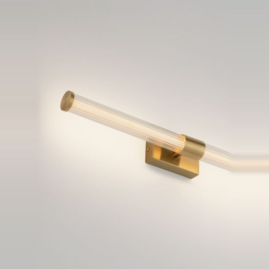 Applique per specchio bagno led 12w 3000k 63cm moderna lineare oro ottone
