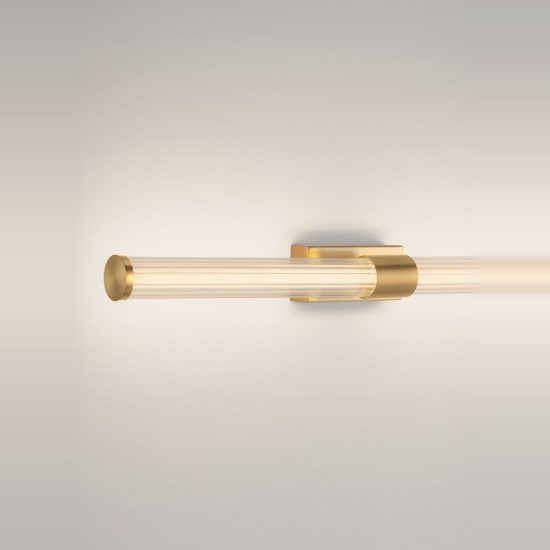 Applique per specchio bagno led 12w 3000k 63cm moderna lineare oro ottone