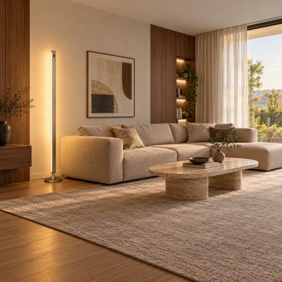 Lampada da terra piantana moderna champagne led 50w cct 2700k 4000k 5000k dimmerabile con sensore