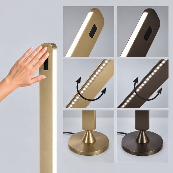 Piantana led 50w cct 2700k 4000k 5000k dimmerabile con sensore per salotto grigio spazzolato