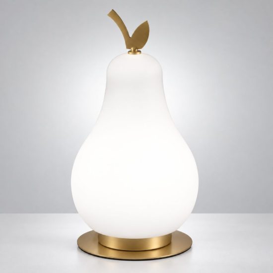 Fabas lampada da tavolo wilma pera bianco ottone satinato led 8w 3000k