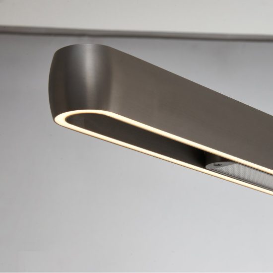 Lampadario a sospensione led 90w 3000k dimmerabile barra grigio spazzolato con sensore apertura motorizzata